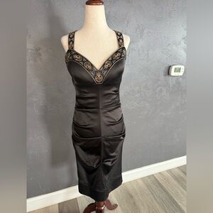 Cache Black Dress with Satin-like Fabric
